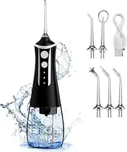 Sccaty Water Flosser, 300mL Dental Oral Irrigator, Professional Cordless Teeth Cleaner with 3 Modes, 50 Days Battery Life, 5 Jet Tips, Portable and Rechargeable, IPX7 Waterproof, for Travel, Home