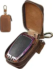 Generic Key Fob Holder Case, Retro Leather Key Case for Car Keys, Dual Zipper Key Case for Car Keys, Small Car Smart Key Pouch for Men