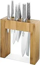 Global Ikasu 7-Piece Japanese Knife Block Set, Made in Japan, Bamboo Storage Block