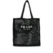 [Prada] Prada Triangle-logo Raffia Tote Bag ONE SIZE BLACK