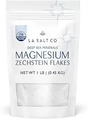 LA SALT CO Deep Sea Minerals Magnesium Bath Flakes, Zechstein Inside, Natural Bathing Alternative to Epsom Salt | Fast Absorbing Body & Foot Bath Soak for Relaxation & Muscle Relief | 1 LB