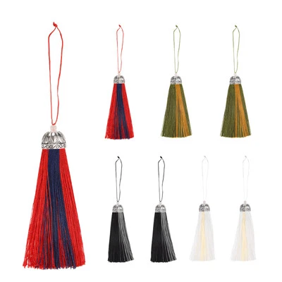 8Pcs 9.8" Silky Tassels, Soft Floss Tassels for Keychain (4 Color,Multicolor)