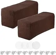 uxcell 2pcs Couch Arm Covers, Armchair Sofa Arm Covers with Twist Pin, Anti-Slip Furniture Protector Slipcovers for Chairs/Sofas, Dark Brown