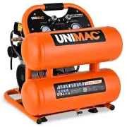 UNIMAC 20L Twin Tank Air Compressor, 116PSI Portable Silent Oil-Free Electric,