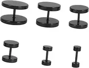 [Generic] Titanium Steel Earrings for Men Women Black Faux Gauge Hoops Helix Punk Style Earrings 6 Pairs Set