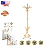 360-Degree Rotating Hook Stand for Coats and Umbrellas - Premium Oak Finish