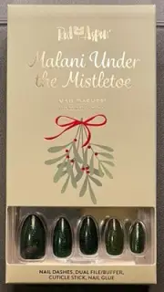 Red Aspen Press On Nails, Medium Almond, Malani Under the Mistletoe