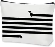 Dog Lover Gift Animals Lover Cosmetic Bag Dog Owner Makeup Bag Dachshund Corgi Golden Retriever Chihuahua Mama Gift (Black Dachshund MB-AU)