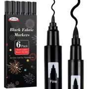 Black Fabric Markers - Dual Tips Fabric Marker Permanent for Clothes, Non-Tox...
