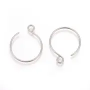 2 Circle Hook Earwires Stainless Steel Earring Findings Silver Ear Wires Jewelry