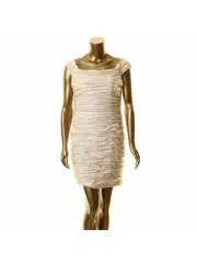 AIDAN MATTOX Womens Beige Short Sleeve Short Body Con Dress Size: 12
