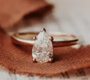 2.3 Ct Pear Cut White D Color Moissanite Solitaire Daily Wear Ring 14k Rose Gold