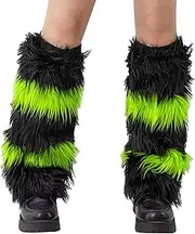 [YILEEGOO] Womens Faux Fur Fuzzy Leg Warmers Warm Fuzzy Rainbow Boot Sleeves Boot Covers Cuff Fluffy Rave Music
