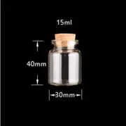 10 pcs 15ml Glass Bottles with Corks Lid clear Vials Little empty jars 30*40mm
