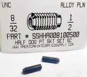 #8-32x1/2 Hex Socket Set Screws Half Dog Point Alloy Steel (10)