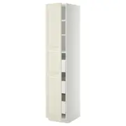 METOD / MAXIMERA high cabinet with drawers, white/Bodbyn off-white, 40x60x200 cm