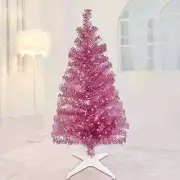 4 FT Pre-lit Artificial Christmas Tree, Lighted Tinsel Pencil Pine Spruce Pink