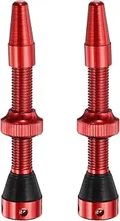 uxcell 2pcs Tubeless Valve Stems 44mm Aluminum Alloy Tubeless Valve Super Light No Leak Durable with 4 Hole and Caps Fit Most Bicycle Tubeless Rims, Red
