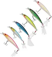 Totority Minnow Bait Lures 6-Pack Set Realistic Artificial Fish Lures for Sea Freshwater for Outdoor