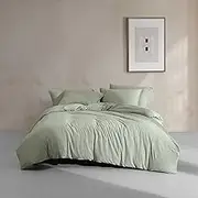 Calvin Klein - Queen Comforter Set, Super Soft Modern Cotton Melange Jersey Bedding with Matching Shams, Luxe Room Essentials (Light Green, Queen)