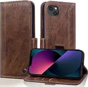 Case for iPhone 13 Case Wallet Case Cover, Phone Case iPhone 13 Shockproof Durable PU Leather Flip Cover with Card Holder iPhone 13 Cover Anti-Theft Brush Protective Case iPhone13 Case - Brown
