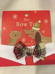 Bow Tie Pet Adjustable Dog Cat Plaid Bow Tie White Collar Valentine Wedding