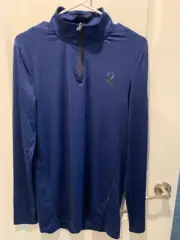 NEW Spyder Men's Pullover Sweater Quarter Zip Active Sport Polyester Blue Size M