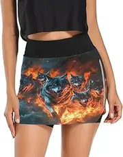 [Joisal] Vibrant Mandala Women's Skort with Pockets High Waisted Skort for Skater Golf Running Workout