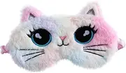 CTIRCHIU Plush Eye Mask Cartoon Cat Design for Sleep Naps Travel Blocks Light Comfortable Elastic Bands for Home Office the Go
