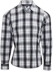 [Premier] Womens/Ladies Ginmill Check Long Sleeve Shirt (UK Size: XS) (Black/White)