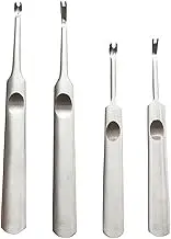 4 Pcs U V Shaped Metal Stitching Groover Leather Stitching Chisel Set DIY Craft Tool Working Hand Leather Edge Skiving for Leather Craft, Clothing, Handbags, Webbing, Jacket