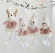 4pcs Blush Pink Christmas Plush Toy Hanging Ornaments Santa Snowman Elk Angel