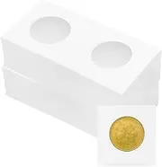 sourcing map Coin Flips 2" x 2", 100 Pack Cardboard Coin Holder Coin Collection Supplies Paper Coin Display Sleeves for 29mm/ 1.1" Coin Collection Supplies Collector, White