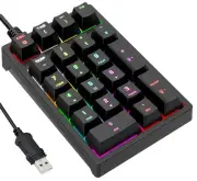 Number Pad, Mechanical USB Wired Numeric Keypad with RGB LED Backlit 21 Key N...