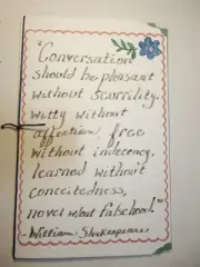 Homemade Greeting Card with Shakespeare Quote "Conversation should be pleasant..