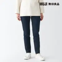 在飛比找momo購物網優惠-【MUJI 無印良品】女有機棉混彈性丹寧合身褲(暗藍)