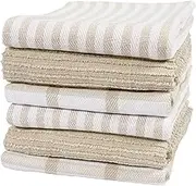 KAF Home Premium Kitchen Towels (18" x 28"), Large 100% Cotton, Flat & Terry Absorbent Dish Towel Set (Beige, 18 x 28-6 Pack)