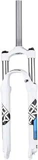 MTB Front Fork Bike Suspension Fork 26/27.5/29 Inch Aluminum Alloy Mountain Bike Front Fork Travel 105mm Manual Lockout QR 9mm Straight Tube (Color : White Blue, Size : 26'')