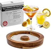 Salt Rimmer for Cocktails - Mess-Free Coating for Margaritas, Bloody Marys, and More - Acacia Wood Bar Tool for Salt and Sugar