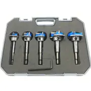 5pcs Woodworking Hole Opener Set Blue Carbide Adjustable Opener Drilling Wood Hinge Drill Bits Detachable Strong Back Pl