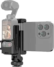 Labymos Multi-Functional Camera Mount Bracket with Phone Holder 3 Cold Shoe Mount Tr Phone Mount Replacement for DJI Osmo Pocket 3, 15/14/13 Vlog Live Streaming Video