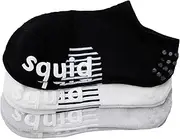 [squid socks] Grip Socks | Anti Slip Athletic Grip No Show Ankle Socks | Adults & Teen S, M, L | Back to Basics