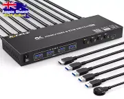 USB 3.0 KVM Switch 4-Port HDMI 4K@60Hz for 4 PCs Sharing 1 Monitor + 4 USB Ports