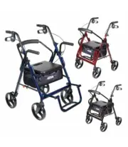 Drive Duet Rollator Walker Transport Chair 2 in 1 Combination Wheelchair New