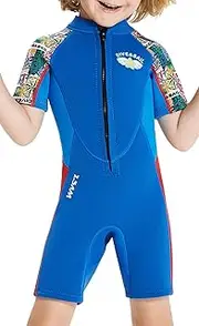 2.5mm Neoprene Wetsuit for Kids One Piece Thermal Shorty Surfing Wetsuit for Boys Girls Diving