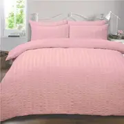 BLUSH Seersucker Design Quilt/Doona/Duvet Cover Set King Single