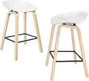 ALFORDSON 2pcs Wooden Bar Stools Dining Kitchen Barstools Counter Dining Chair with Footrest 67cm Seat Height for Home Bar Dining Room, Wade White