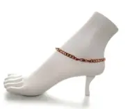 10" Italian Cuban Link Quality Chain Anklet Bracelet 14K Pink Rose Gold Plated