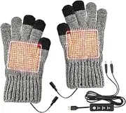 [Generic] USB Heated Gloves | Knitting USB Plug-in Electric Heated Touchscreen Gloves,Windproof Heated Typing Gloves, Winter Thermal Gloves 3 Temperature Settings for Skiing, Snowboarding
