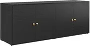 Outdoor Storage Cabinet with 4 Doors, Freestanding Outdoor Patio Storage Unit, Deck Box Patio Pool Storage Box, Storage Bin Cabinet for Garden Balcony Porch Yard Furniture, Black 198x55.5x80 cm